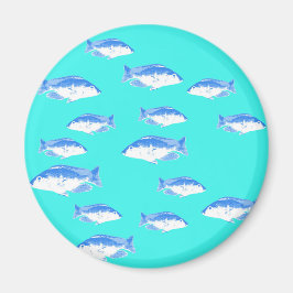 Blauer Fisch auf Türkis Magnet