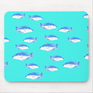 Blauer Fisch auf Türkis Mousepad
