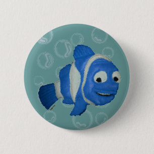Blauer Fisch Button