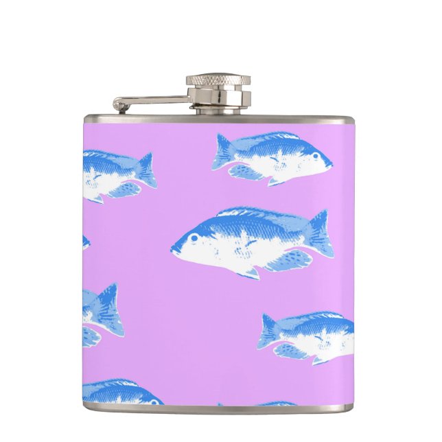 Blauer Fisch Flachmann (Vorderseite)