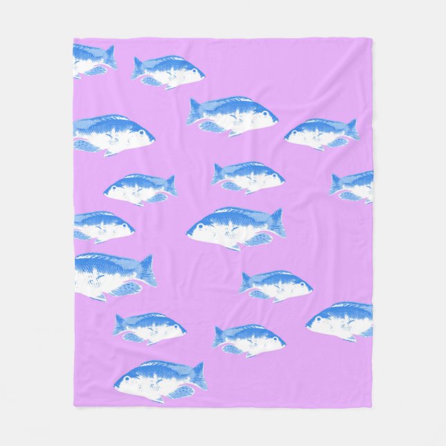 Blauer Fisch Fleecedecke (Vorderseite)