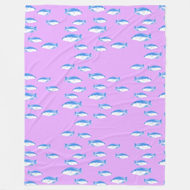 Blauer Fisch Fleecedecke (Vorderseite)