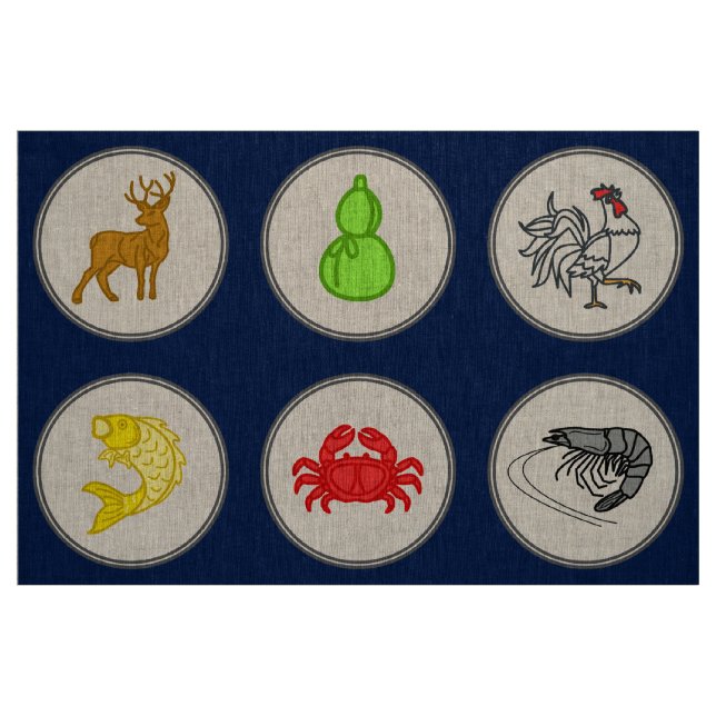Blauer Fisch Garnelen Kraut Linen Dice Game Mat Stoff (Fat Quarter (45,7 x 55,9 cm))