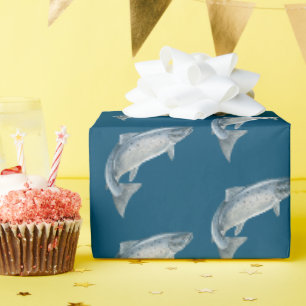 Blauer Fisch Geschenkpapier