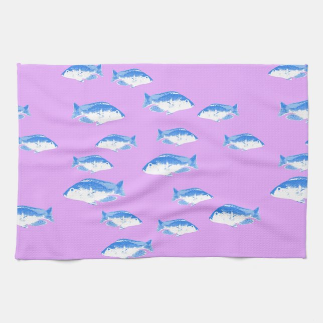 Blauer Fisch Geschirrtuch (Horizontal)