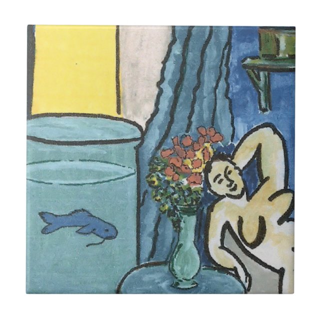 Blauer Fisch in Bowl Fliese (Vorderseite)