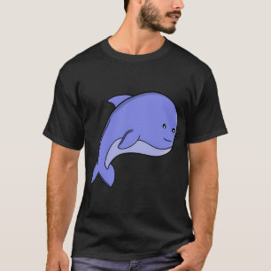 Blauer Fisch Kawaii Delfin oder Schweinswal Cartoo T-Shirt