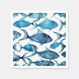 Blauer Fisch   Nautic Coastal Beach Party Serviette