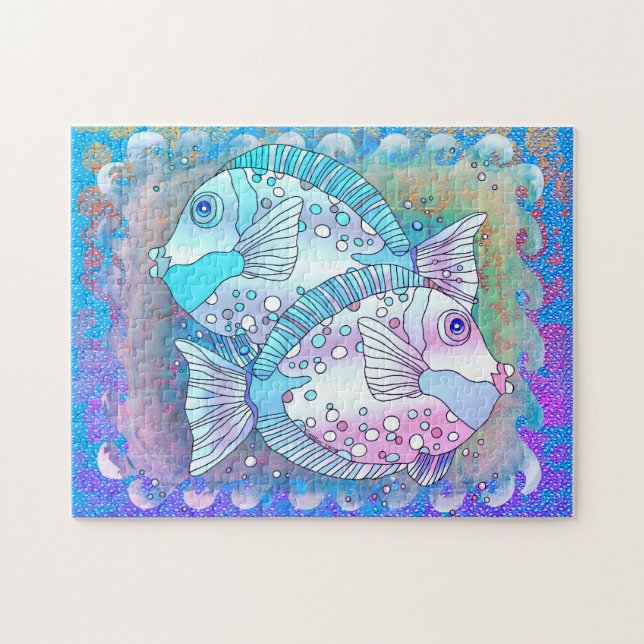 Blauer Fisch Puzzle (Horizontal)