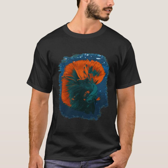 Blauer Fisch und Orange T-Shirt (Vorderseite)