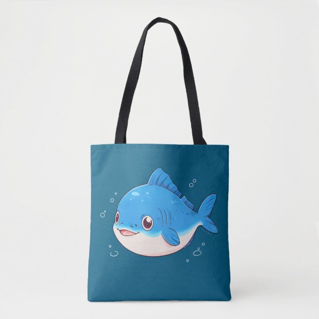 Blauer Fisch Zeichnung, Cartoon-Stil (Vorderseite)
