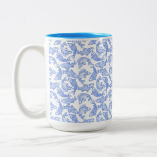 Blauer Fischmuster Zweifarbige Tasse