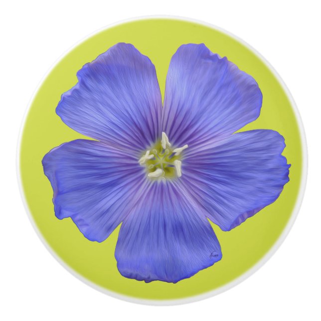 Blauer Flachs #1 Keramikknauf (Vorderseite)