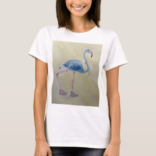 Blauer Flamingo mit Perlen-T - Shirt