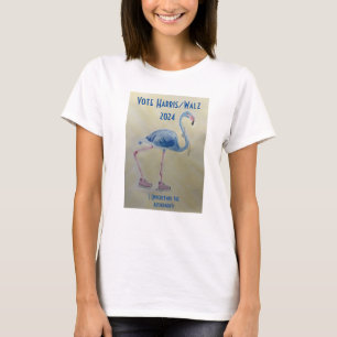 Blauer Flamingo mit Perlen T - Shirt Vote Harris/W