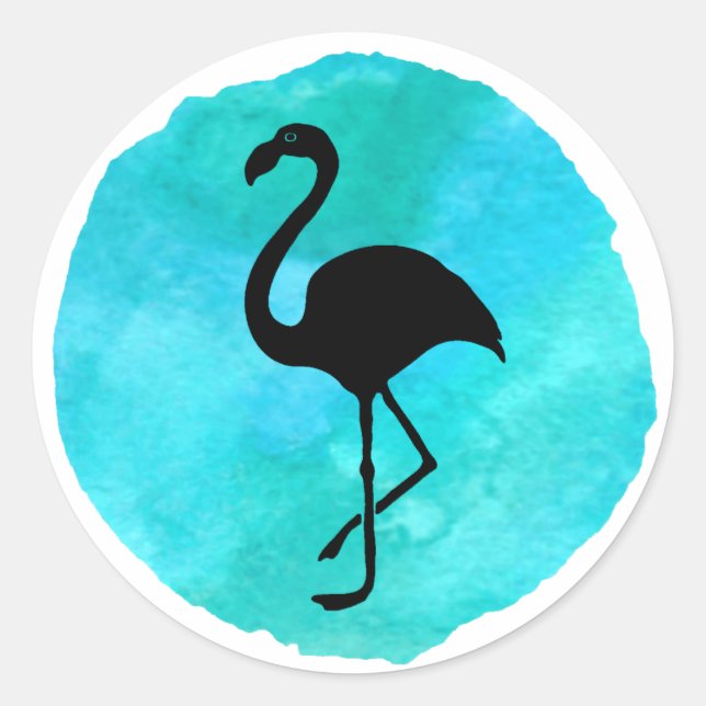 Blauer Flamingo Runder Aufkleber (Vorderseite)