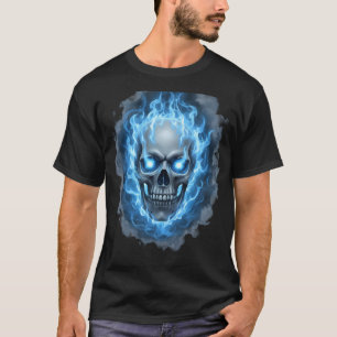 Blauer Flammenschädel – Dark Fantasy Art T-Shirt
