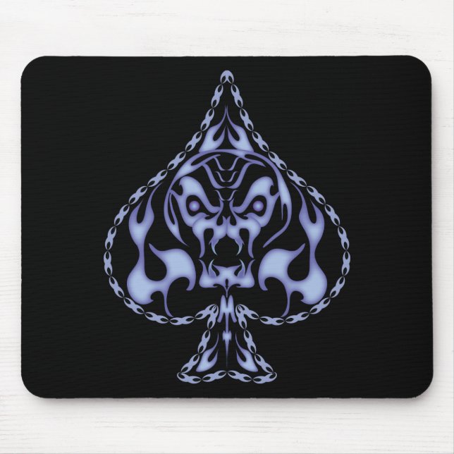 Blauer Flammkugel Skull Mousepad (Vorne)