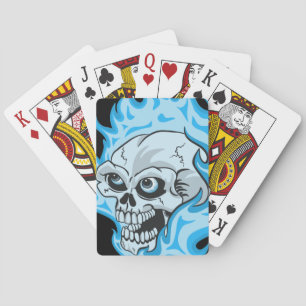 Blauer Flammskull Spielkarten