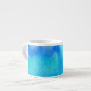 Blauer Fleck, abstrakte handgemalte Aquarellmalere Espressotasse