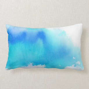 Blauer Fleck, abstrakte handgemalte Aquarellmalere Lendenkissen