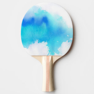 Blauer Fleck, abstrakte handgemalte Aquarellmalere Tischtennis Schläger