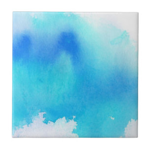 Blauer Fleck, abstrakte Handmalerei mit Wasserfarb Fliese