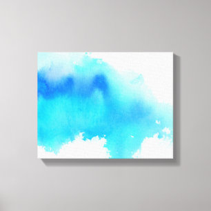 Blauer Fleck, abstrakte Handmalerei mit Wasserfarb Leinwanddruck