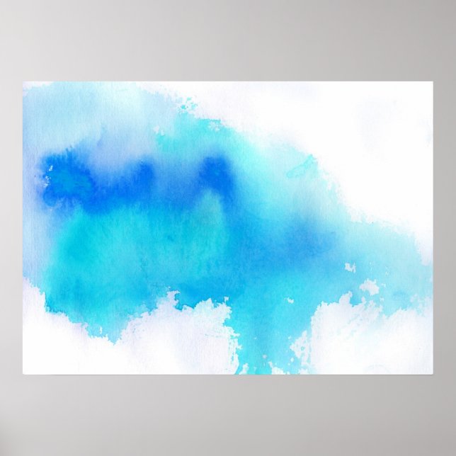 Blauer Fleck, abstrakte Handmalerei mit Wasserfarb Poster (Vorne)