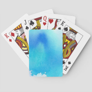 Blauer Fleck, abstrakte Handmalerei mit Wasserfarb Spielkarten