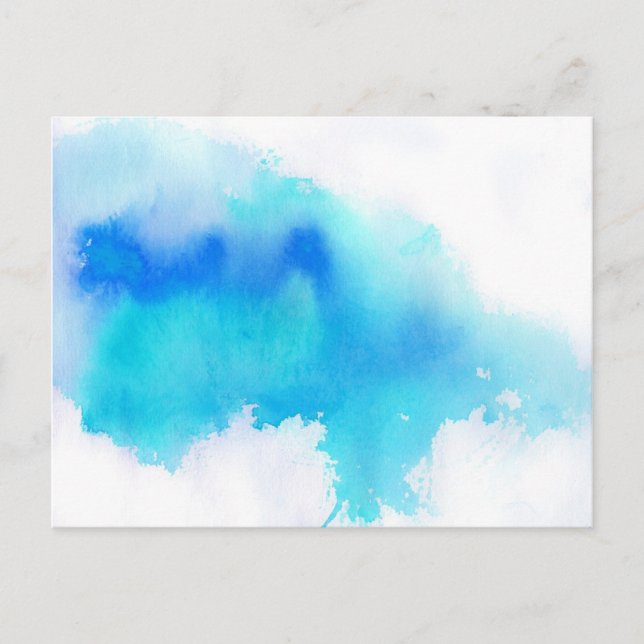 Blauer Fleck, Aquarell abstrakt Postkarte (Vorderseite)