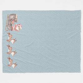 Blauer Fleece Blanket mit dem Weihnachtsmann im Sc
