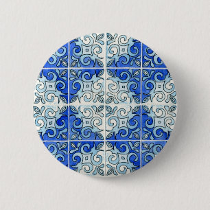 Blauer Fliesen-Entwurf 2 - Wirbel Button