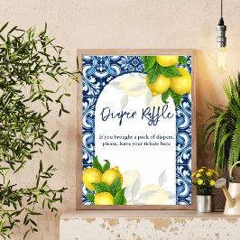 Blauer Fliesenlemon Amalfi-Babydusche - Zeichen Poster