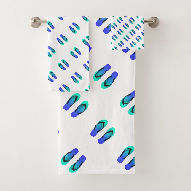 Blauer Flip Flops Kinder weiß Badhandtuch Set (Insitu)