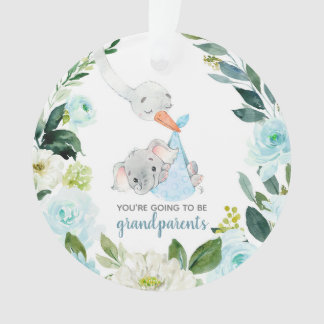 Blauer Flora Storch Du wirst Großeltern sein Ornament