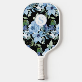 Blauer Floral Monogram Pickleball Paddel Schläger