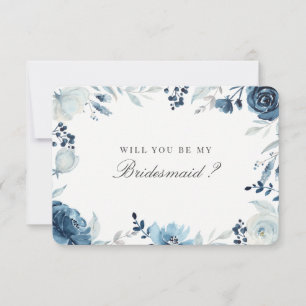 Blauer Floral wirst du meine Bridesmaid sein Einladung