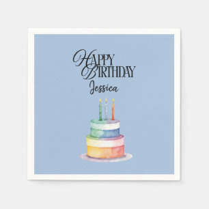 Blauer florale christlicher Geburtstag Serviette