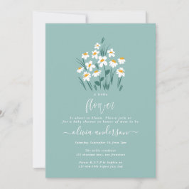 Blauer, florale elegante Babydusche in Einladung