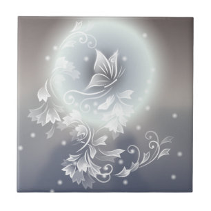 Blauer Floralschmetterling Fantasy Tier Fliese