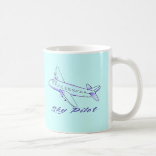 Blauer Flugzeug-Himmelspilot Kaffeetasse