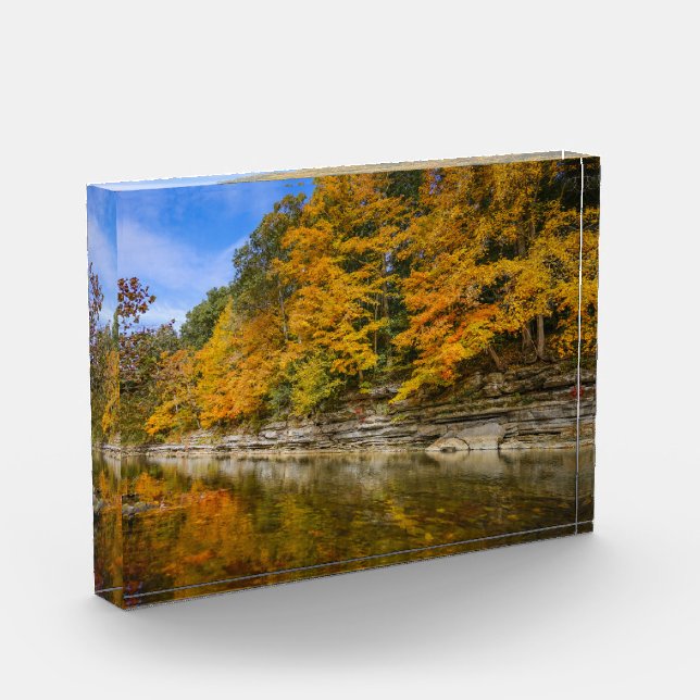 Blauer Fluss im Herbst Fotoblock (Links)