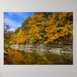 Blauer Fluss im Herbst Poster