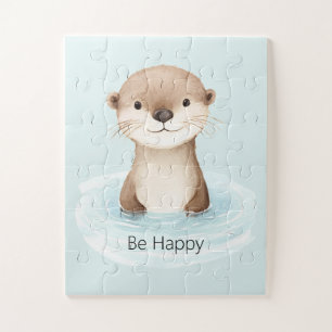 Blauer Fluss Sei Glücklich Süßer Otter Puzzle