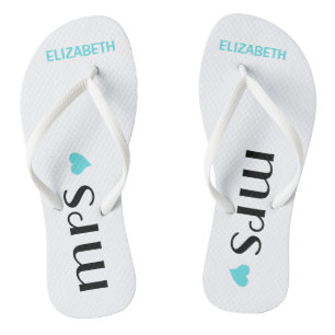 Blauer Frau Flip Flops  Personalisierte Hochzeit