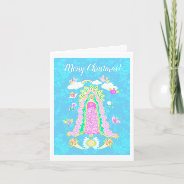 Blauer frohe Weihnachten Unsere Lady von Guadalupe (Vorderseite)