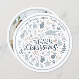 Blauer Frohe Weihnachtstypografie Personalisiertes Feiertagskarte