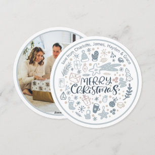 Blauer Frohe Weihnachtstypografie Personalisiertes Feiertagskarte