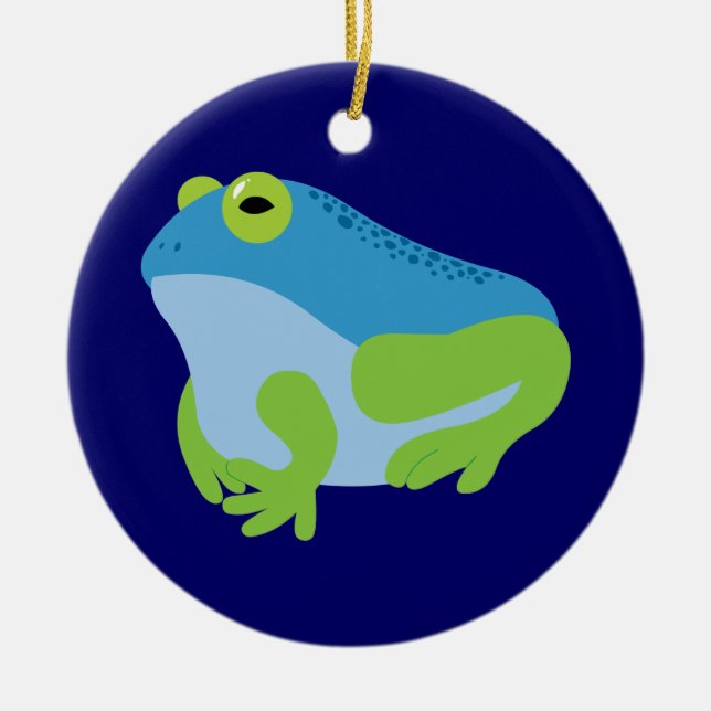 Blauer Frosch Keramikornament (Vorne)